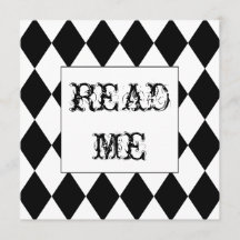 Harlequin Square Alice in Wonderland uitnodiging