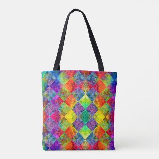 [Harlequin Stropdas-Dye] Diamond Fractal Gecontrol Tote Bag (Achterkant)