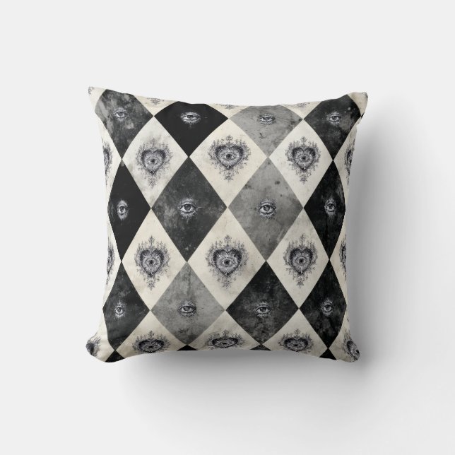 Harlequin with All-Seeing Eyes Throw Pillow Kussen (Voorkant)