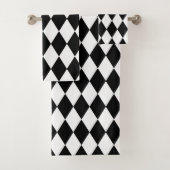 Harlequin, zwart en wit bad handdoek (Insitu)