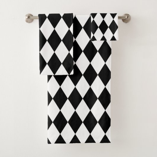 Harlequin, zwart en wit bad handdoek (Insitu)