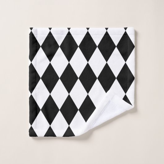 Harlequin, zwart en wit bad handdoek (Wasdoekje)
