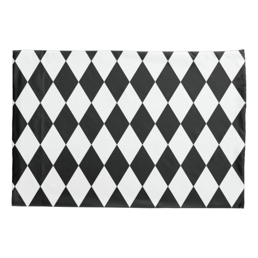 Harlequin, zwart en wit kussensloop (Achterkant-Links)