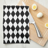 Harlequin, zwart en wit theedoek (Quarter Fold)