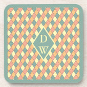 Harlequine Diagonal in Pastels Monogram Bier Onderzetter (Voorkant)