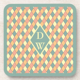 Harlequine Diagonal in Pastels Monogram Bier Onderzetter