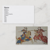 Harley 4205 f.366 Jousting Knight, c.1445 (vellum) Visitekaartje (Voorkant / Achterkant)