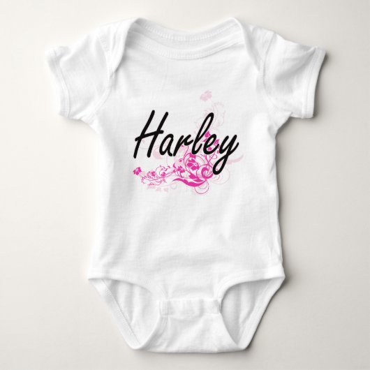 Harley Artistic Name Design met Flowers Romper (Voorkant)
