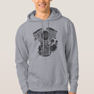 Harley Panhead Motor Drawing Hoodie