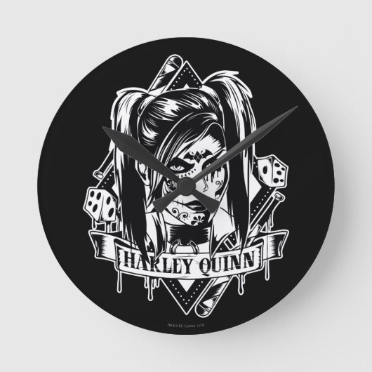 Harley Quinn Badge Ronde Klok (Voorkant)