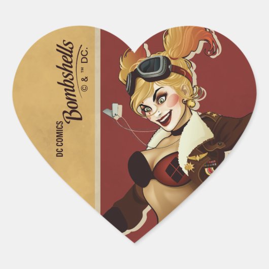 Harley Quinn Bombshells Pinup Hart Sticker (Voorkant)