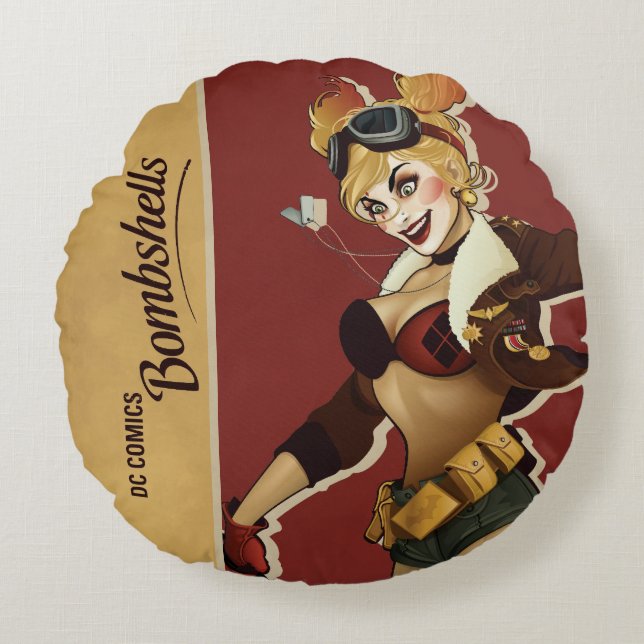 Harley Quinn Bombshells Pinup Rond Kussen (Voorkant)