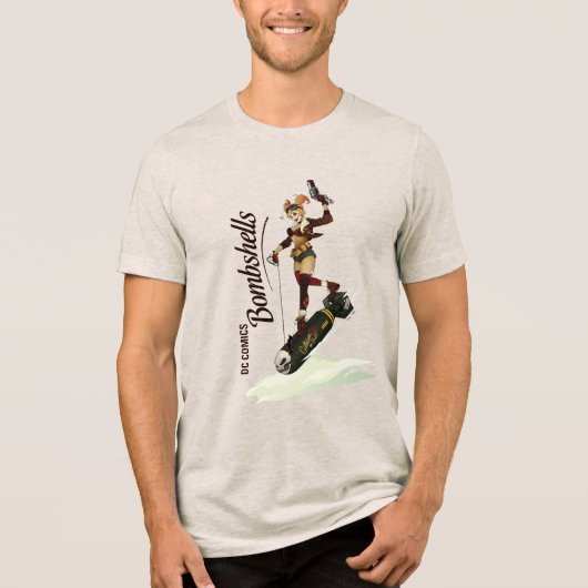 Harley Quinn Bombshells Pinup Tri-Blend Shirt (Voorkant)