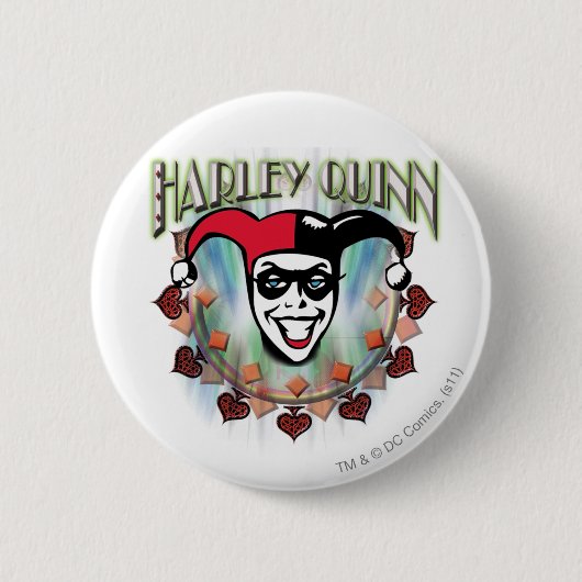 Harley Quinn - Face en Logo Ronde Button 5,7 Cm (Voorkant)