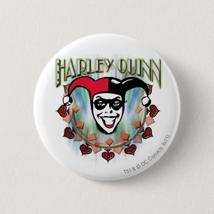 Harley Quinn - Face en Logo Ronde Button 5,7 Cm