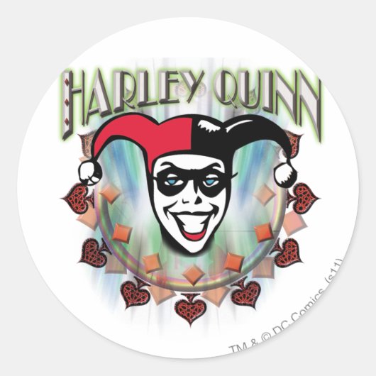 Harley Quinn - Face en Logo Ronde Sticker (Voorkant)