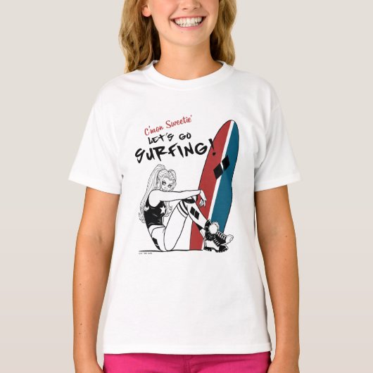 Harley Quinn - Laten we gaan surfen T-shirt (Voorkant)
