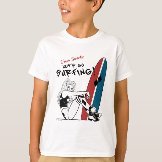 Harley Quinn - Laten we gaan surfen T-shirt (Voorkant)