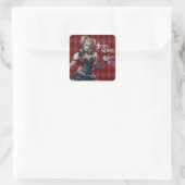 Harley Quinn met Fuzzy Dice Vierkante Sticker (Tas)