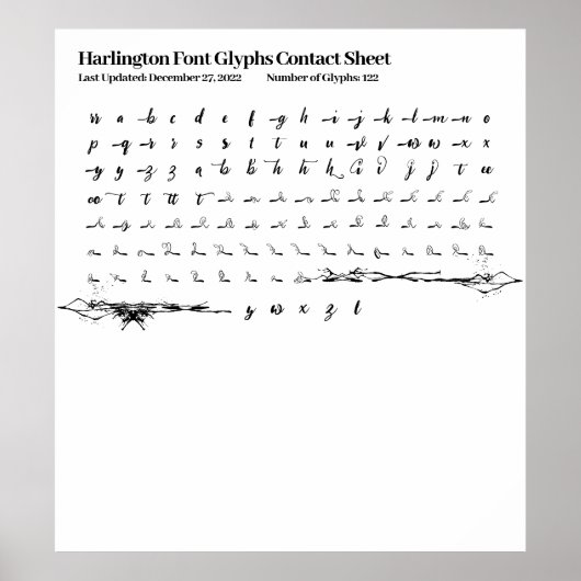 Harlington-lettertypeglyfen Contactblad Poster (Voorkant)