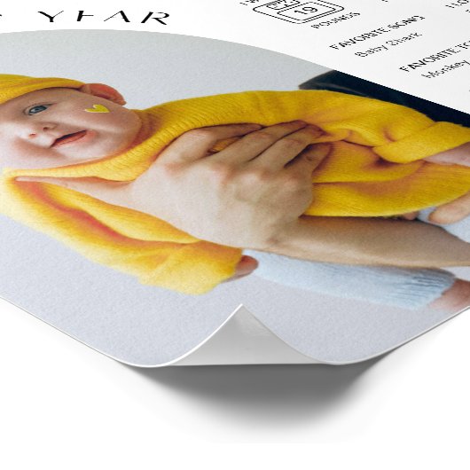 HARLOW 1st Birthday Milestone Infografisch 8x10 Poster (Hoek)