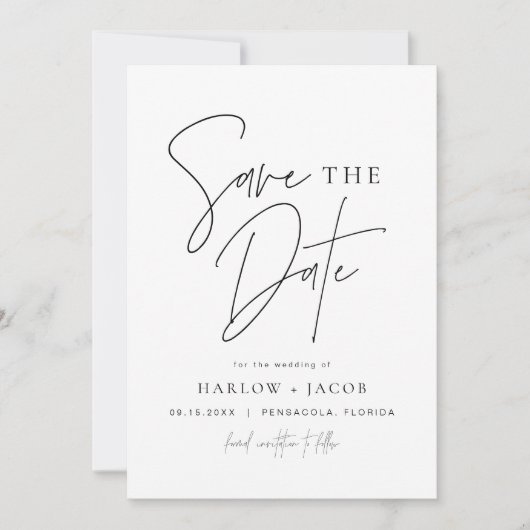 HARLOW Edgy Bold Modern Minimalist Bewaar de datum Kaart (Voorkant)