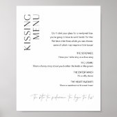HARLOW Kissing Menu Huwelijksbord Poster (Voorkant)