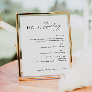 HARLOW Liefde is Bedwelmend Bar Menu Bord 8x10 Poster