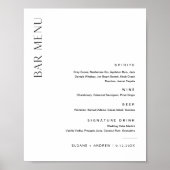 HARLOW Minimaliste Bar Mariage Menu 8x10 Poster (Devant)