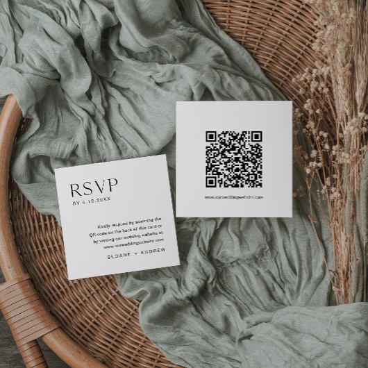 HARLOW-minimalistische RSVP-kaart, QR-code invoege Informatiekaartje