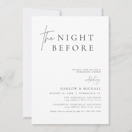 HARLOW Modern De avond voor het repetitiediner Kaart (Voorkant)