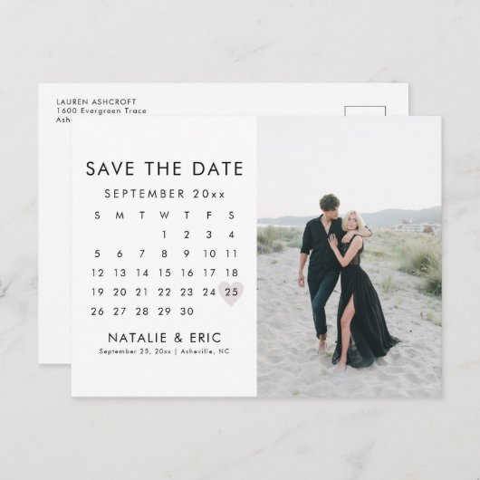 HARLOW modern eenvoudig schoon, bespaar de datum-b Briefkaart (Voorkant / Achterkant)