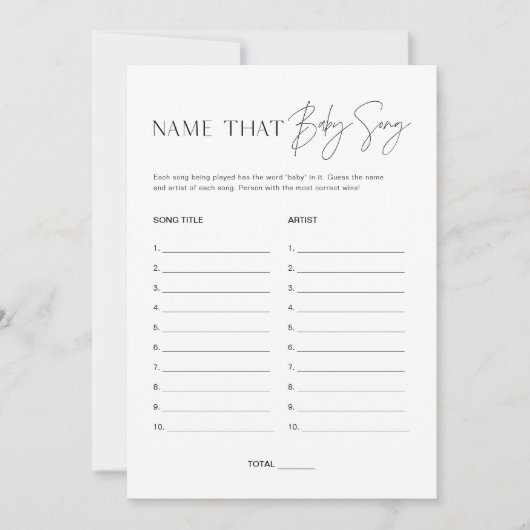 HARLOW Nom Ce bébé Tune Baby shower carte de jeu (Devant)