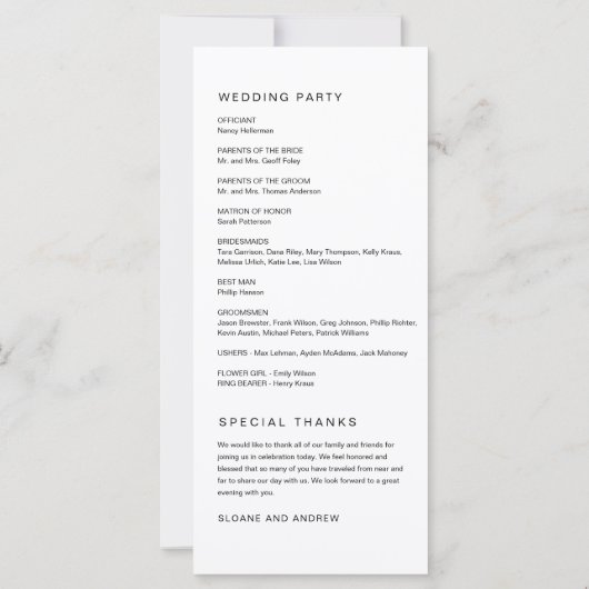 HARLOW Programme de mariage minimaliste 4x9 (Dos)