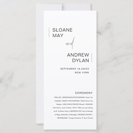 HARLOW Programme de mariage minimaliste 4x9 (Devant)