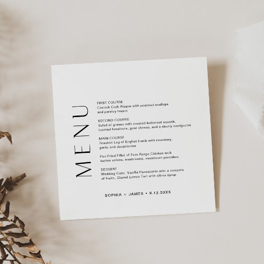 HARLOW Square Dinner Menu Kaart