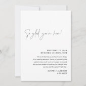 HARLOW Welcome Letter and Wedding Itinerary Kaart (Voorkant)