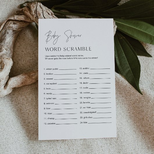 HARLOW Word Scramble Baby shower Game
