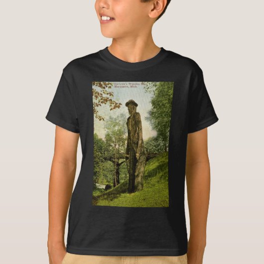 Harlow's Wooden Man Marquette, Michigan T-shirt (Voorkant)