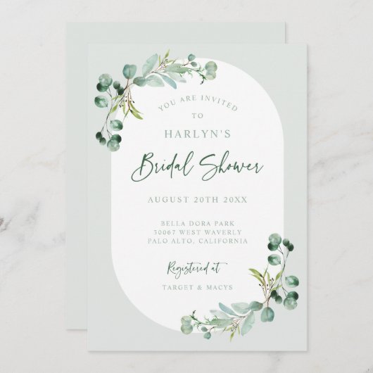 HARLYN Eucalyptus Vrijgezellenfeest Party Invitati Kaart (Voorkant / Achterkant)