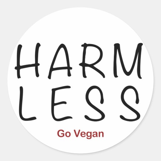 Harm Less - Go Vegan Ronde Sticker (Voorkant)