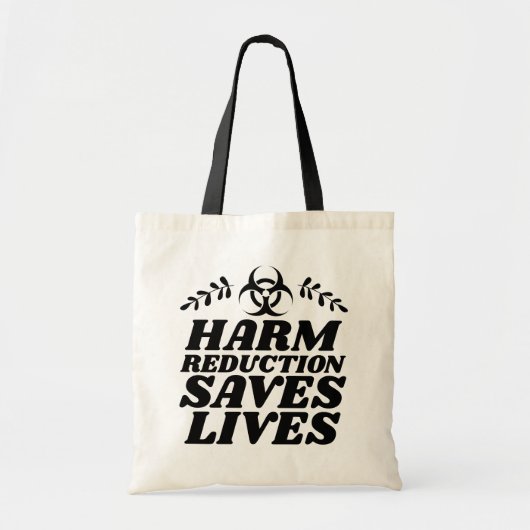 HARM REDUCTION SAVES LEVENS TOTE BAG (Voorkant)