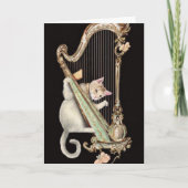 Harmonic Whiskers – Cat & Harp Greeting Card Kaart (Voorkant)