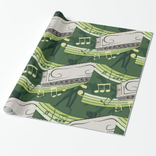 Harmonica Blues en Folk Muziek Cadeaupapier