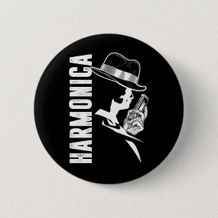 Harmonica Blues Music Sound Instrument Band Gift Ronde Button 5,7 Cm