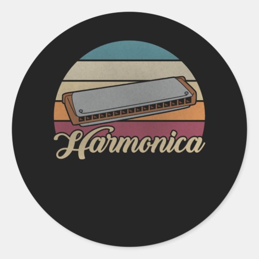  Harmonica Blues Musical Instrument Ronde Sticker (Voorkant)