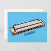 Harmonica cartoon illustratie briefkaart (Voorkant / Achterkant)