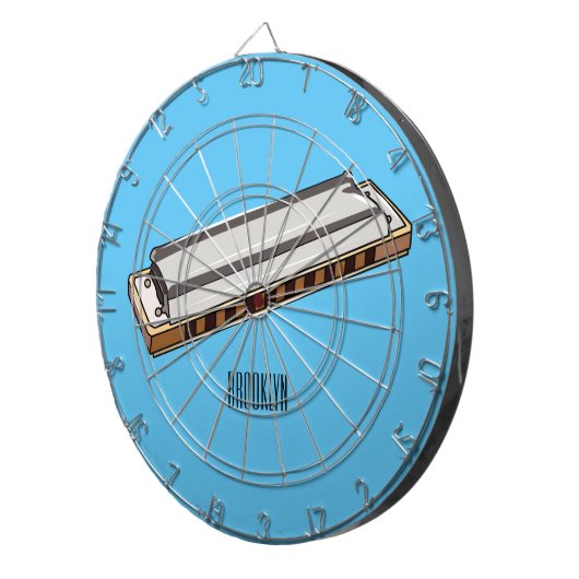 Harmonica cartoon illustratie dartbord (Voorkant Rechts)