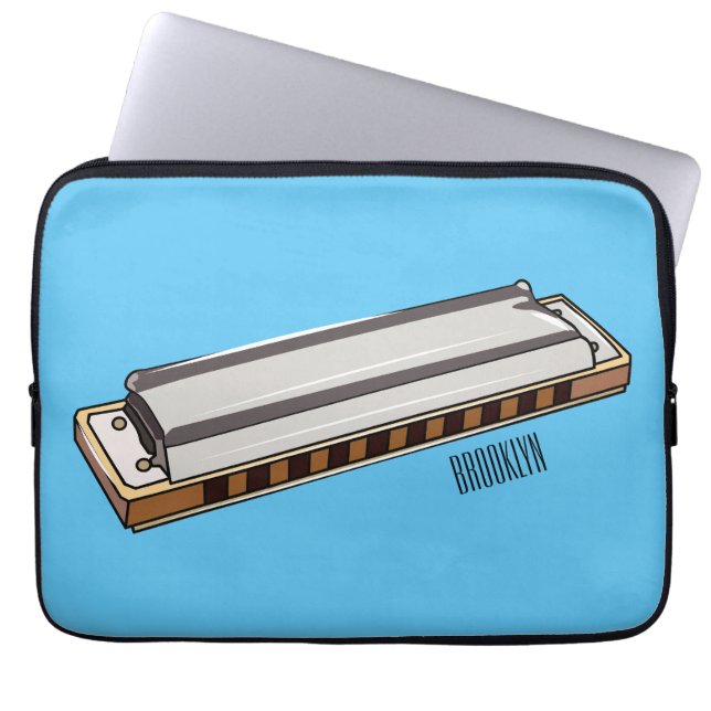 Harmonica cartoon illustratie laptop sleeve (Voorkant)