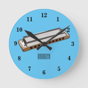 Harmonica cartoon illustratie ronde klok
